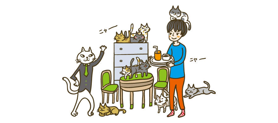 猫カフェ イラストマン人物フリーイラスト素材集