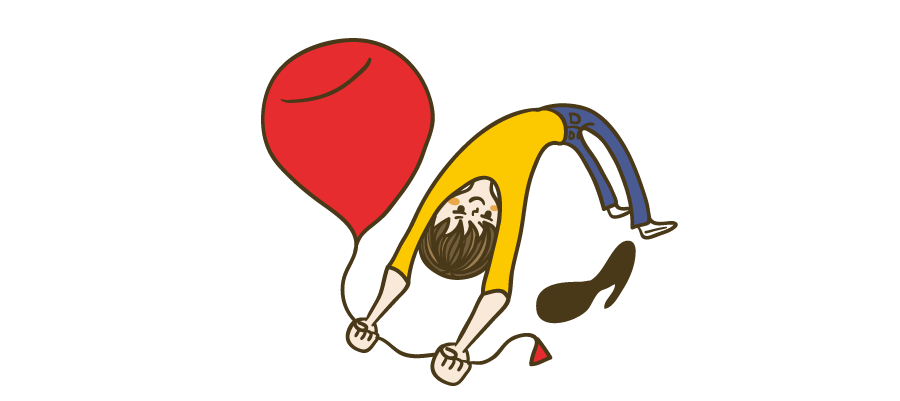 風船で飛ぶ人 イラストマン人物フリーイラスト素材集