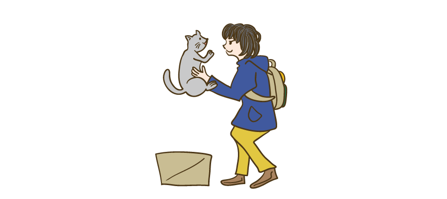 捨て猫を拾う人のイラスト | ビジネス・資料に使える人物イラスト専門サイト。